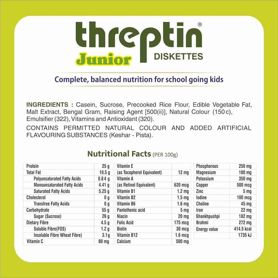 Threptin Junior Diskettes Protein Supplement For Kids - Kesar Pista